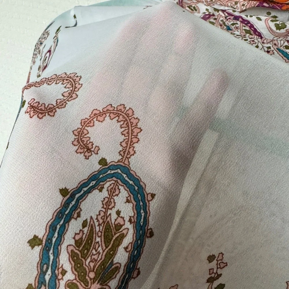 Soft Surroundings Sheer Paisley Kimono Cardigan Topper Women PXS Boho Open Front